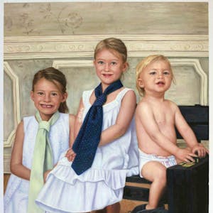 Custom Three Kids Portrait Oil Painting