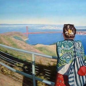 Custom Golden Gate Bridge Landscape Mixed-Media Oil Painting