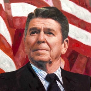 Custom Ronald Reagan Mixed-Media Portrait Oil Painting