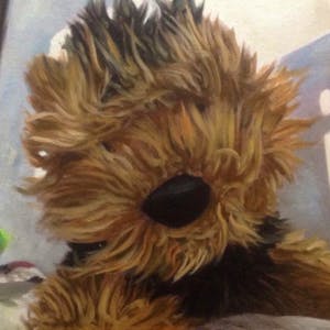 Custom Stuffed Animal Mixed-Media Portrait Oil Painting